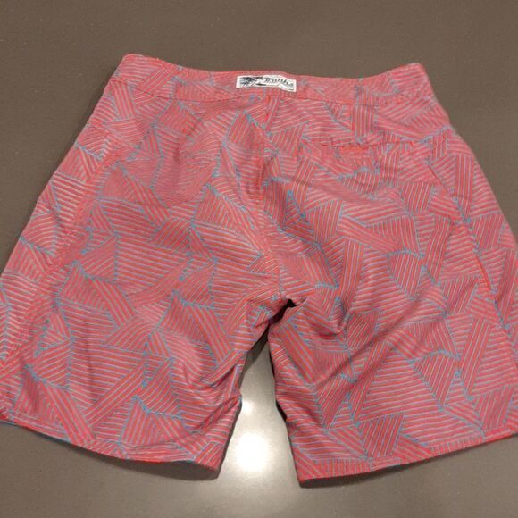 Trunks Surf and Swim Co. Aqua and Red Striped Pattern Trunks - Picture 5 of 10